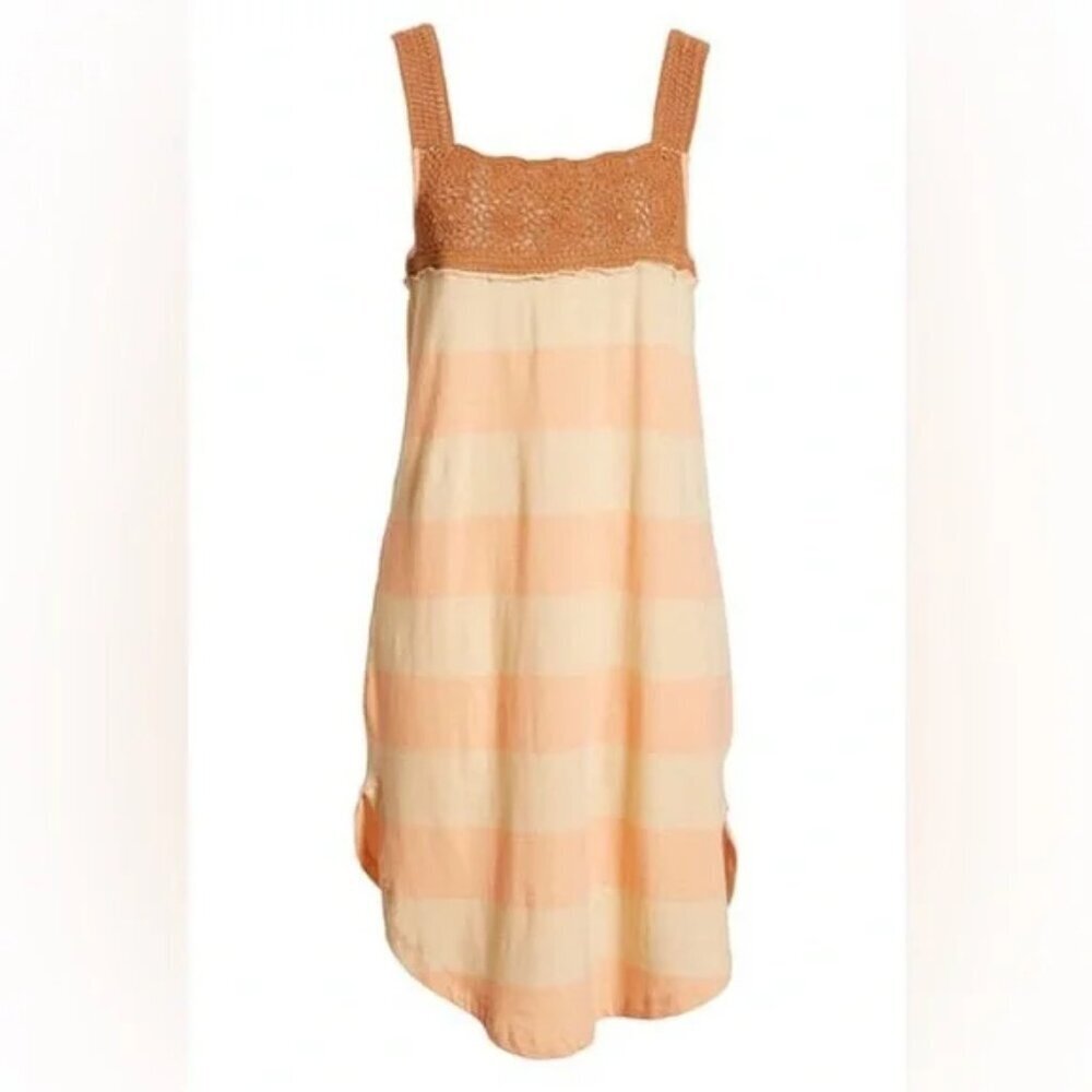 Free People Luca Crochet Stripe Tunic in Sayulita Sz S Cotton Linen Blend Boho - Picture 3 of 8